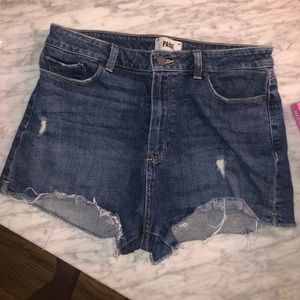 Paige High Rose Cut Off Denim Shorts
